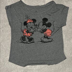 Disney Gray Tee with Mickey and Minnie Graphic